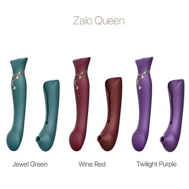 Смартвібратор 3в1 Zalo — Queen Jewel Green, пульсівна перлина та вакуум, кристал Swarovski SO6663 фото