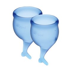 Набор менструальных чаш Satisfyer Feel Secure (dark blue), 15мл и 20мл, мешочек для хранения SO3588 фото