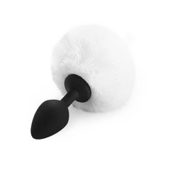Силиконовая анальная пробка М Art of Sex - Silicone Bunny Tails Butt plug White, диаметр 3,5 см SO6695 фото