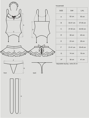 Эротический костюм горничной с юбкой Obsessive Housemaid 5 pcs costume S/M, black, топ, юбка, стринг SO7709 фото