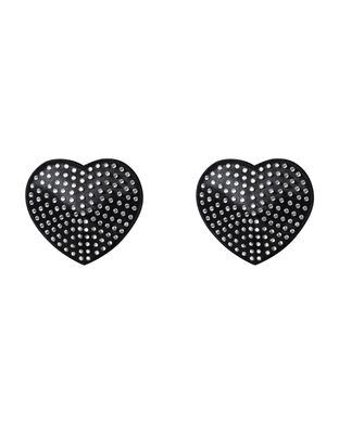 Накладки-сердечки на соски со стразами Obsessive A750 nipple covers, черные SO7193 фото