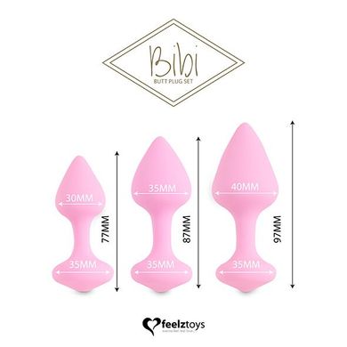 Набор силиконовых анальных пробок FeelzToys - Bibi Butt Plug Set 3 pcs Pink SO4576 фото