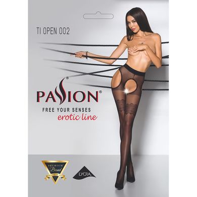 Еротичні колготки TIOPEN 002 black 3/4 (20 den) - Passion, імітація панчох і пояса PS24503 фото