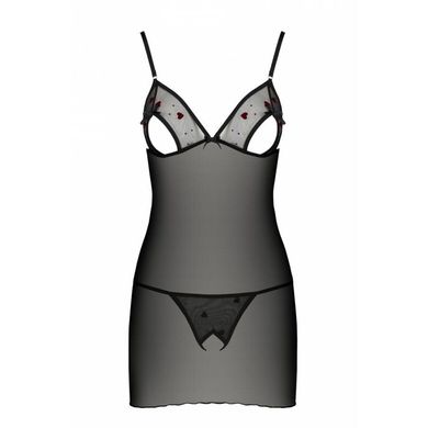 Сорочка с вырезами на груди + стринги LOVELIA CHEMISE black L/XL - Passion SO4759 фото