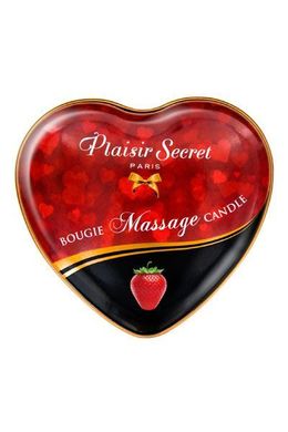 Массажная свеча сердечко Plaisirs Secrets Strawberry (35 мл) SO1867 фото