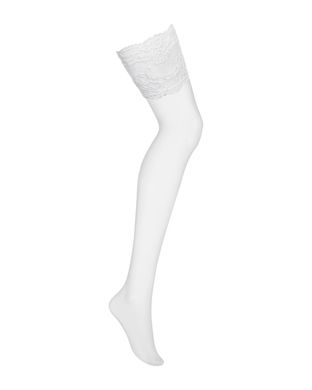Панчохи під пояс із широким мереживом Obsessive 810-STO-2 stockings S/M, білі SO7167 фото
