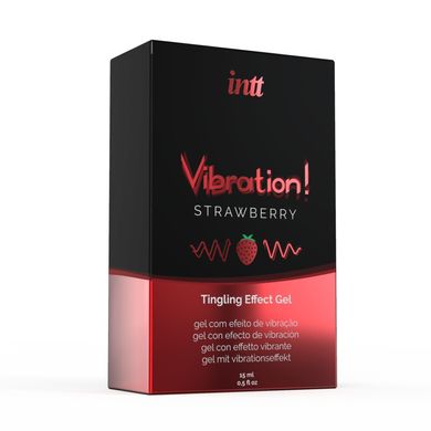 Жидкий вибратор Intt Vibration Strawberry (15 мл), густой гель, очень вкусный, действует до 30 минут SO2921 фото