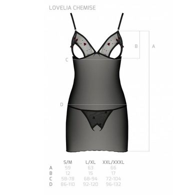 Сорочка з вирізами на грудях + стрінги LOVELIA CHEMISE black S/M - Passion SO4760 фото