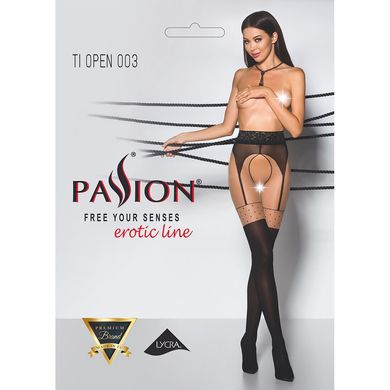 Еротичні колготки TIOPEN 003 nero 3/4 (20/40 den) - Passion, імітація панчіх і пояса PS24505 фото