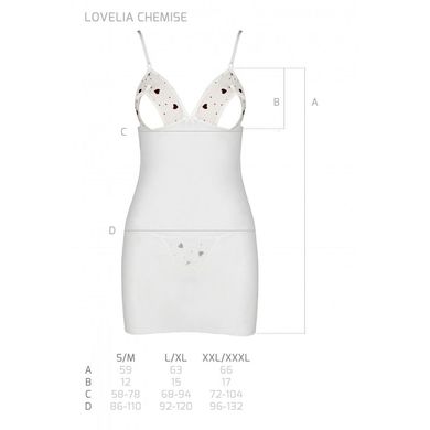 Сорочка з вирізами на грудях + стрінги LOVELIA CHEMISE white L/XL - Passion SO4762 фото