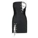 Мини-платье из экокожи Passion Celine Chemise 4XL/5XL black, шнуровка, трусики в комплекте SO7061 фото 7