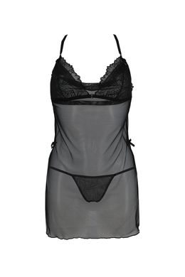Сорочка Passion DELIENA CHEMISE L/XL black, стринги с заниженной талией SO8418 фото