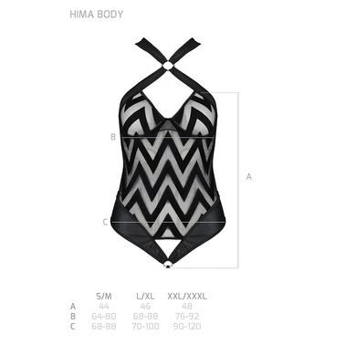Сетчатый боди с халтером и ритмичным рисунком Hima Body black L/XL - Passion SO5346 фото