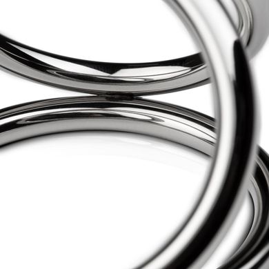 Тройное эрекционное кольцо Sinner Gear Unbendable — Triad Chamber Metal Cock and Ball Ring — Large SO4617 фото