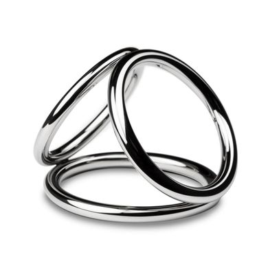 Тройное эрекционное кольцо Sinner Gear Unbendable — Triad Chamber Metal Cock and Ball Ring — Large SO4617 фото