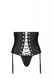 Пояс-корсет из экокожи Passion Celine Set with Open Bra 4XL/5XL black, шнуровка, пажи, стринги SO7063 фото 3