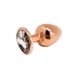 Металлическая анальная пробка Wooomy Tralalo Rose Gold Metal Plug Size L, диаметр 4 см, длина 9 см SO7426 фото 1
