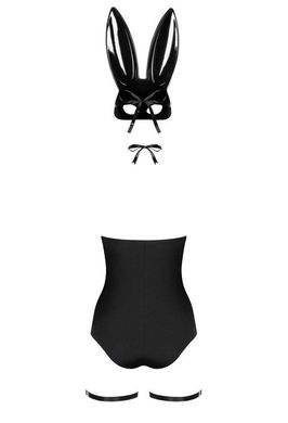 Эротический костюм кролика Obsessive Bunny costume S/M, black, боди, чокер, гартеры, чулки, маска SO7701 фото