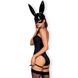 Эротический костюм кролика Obsessive Bunny costume S/M, black, боди, чокер, гартеры, чулки, маска SO7701 фото 2