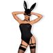 Эротический костюм кролика Obsessive Bunny costume S/M, black, боди, чокер, гартеры, чулки, маска SO7701 фото 1