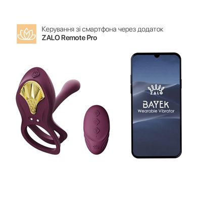 Смарт-эрекционное кольцо Zalo - BAYEK Velvet Purple, двойное с вводимой частью, пульт ДУ SO6645 фото