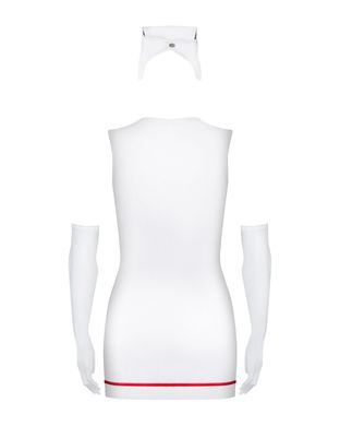 Эротический костюм медсестры Obsessive Emergency dress S/M, white, платье, стринги, перчатки, чепчик SO7704 фото