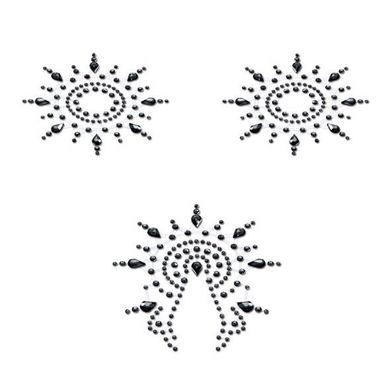 Пэстис из кристаллов Petits Joujoux Gloria set of 3 - Black, украшение на грудь и вульву SO3127 фото