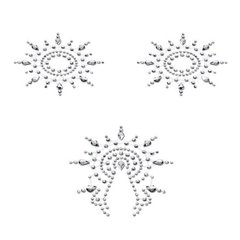 Пестіс з кристалів Petits Joujoux Gloria set of 3 - Silver, прикраса на груди та вульву SO3128 фото