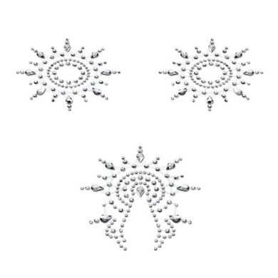 Пэстис из кристаллов Petits Joujoux Gloria set of 3 - Silver, украшение на грудь и вульву SO3128 фото