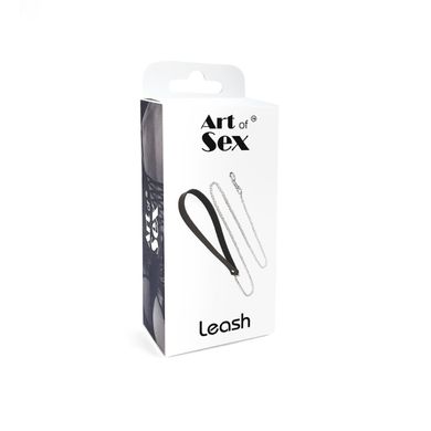 Поводок на цепочке из натуральной кожи Art of Sex - Leash, цвет Черный SO6797 фото